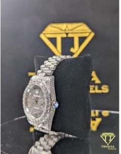 Custom Bust Down Silver Dial President Band Fully Flooded VVS Moissanite Diamond Watch