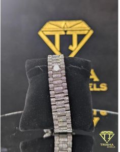 Custom Bust Down Silver Dial President Band Fully Flooded VVS Moissanite Diamond Watch