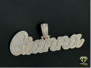 925 Sterling Silver Grandma Name Iced Out Moissanite Diamond Pendant