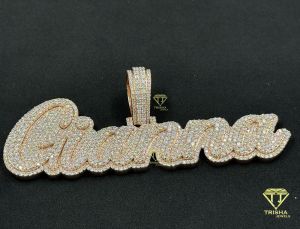 925 Sterling Silver Grandma Name Iced Out Moissanite Diamond Pendant