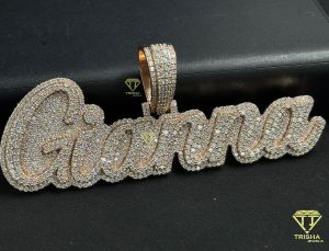 925 Sterling Silver Grandma Name Iced Out Moissanite Diamond Pendant