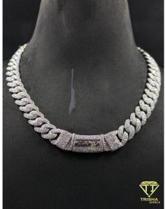 925 Sterling Silver VVS Moissanite Diamond No Motion Clasp Hip Hop Custom Cuban Link Chain