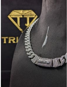 925 Sterling Silver VVS Moissanite Diamond No Motion Clasp Hip Hop Custom Cuban Link Chain
