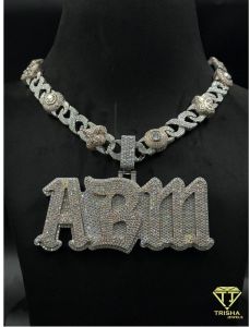 925 Sterling Silver Custom Abm Letter Iced Out Moissanite Diamond Pendant