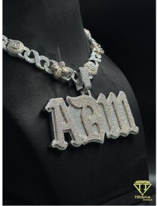 925 Sterling Silver Custom Abm Letter Iced Out Moissanite Diamond Pendant