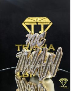 925 Sterling Silver Custom Twan Name Moissanite Diamond Hip Hop Statement Jewelry Pendant