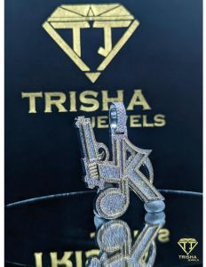 Custom Initial 925 Sterling Silver Moissanite Diamond Hip Hop Pendant