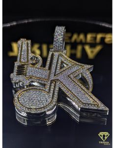 Custom Initial 925 Sterling Silver Moissanite Diamond Hip Hop Pendant
