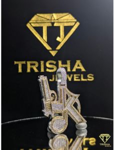 Custom Initial 925 Sterling Silver Moissanite Diamond Hip Hop Pendant