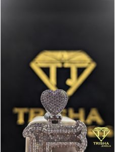 925 Sterling Silver Moissanite Diamonds Iced out Hip Hop Initial E Heart Pendant