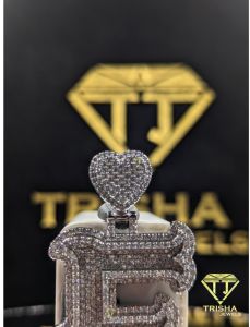 925 Sterling Silver Moissanite Diamonds Iced out Hip Hop Initial E Heart Pendant