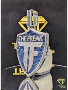 Blue White Iced Out VVS Moissanite Diamonds 925 Sterling Silver Pendant