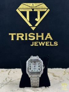 Custom VVS Bust Down Black White Moissanite Diamond Watch