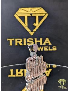 925 Sterling Silver Custom Script Name VVS Moissanite Diamonds Pendant