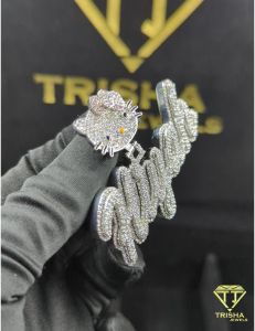 925 Sterling Silver Custom Script Name Moissanite Diamond Iced Out Hip Hop Jewelry Pendant