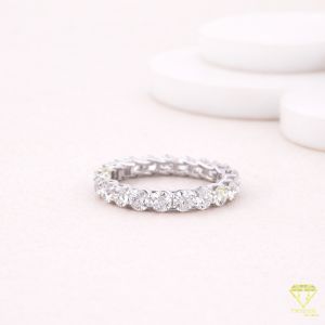 925 Sterling Silver VVS Moissanite Diamond Eternity Wedding Band Ring