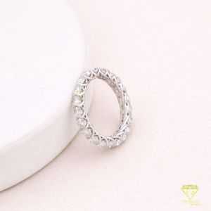 925 Sterling Silver VVS Moissanite Diamond Eternity Wedding Band Ring