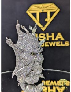 Designer Iced out VVS Moissanite Diamonds 925 Sterling Silver Devil Head Pendant