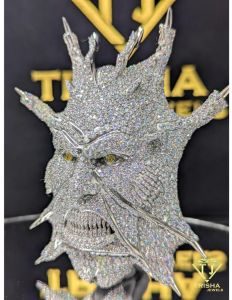 Designer Iced out VVS Moissanite Diamonds 925 Sterling Silver Devil Head Pendant