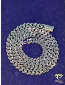 925 Sterling Silver VVS Moissanite Diamonds Iced Out Trendy Cuban Link Chain