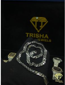 925 Sterling Silver VVS Moissanite Diamonds Iced Out Trendy Cuban Link Chain