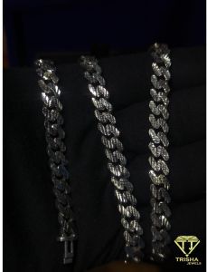 925 Sterling Silver VVS Moissanite Diamonds Iced Out Trendy Cuban Link Chain