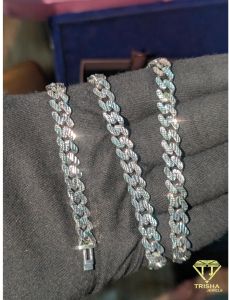 925 Sterling Silver VVS Moissanite Diamonds Iced Out Trendy Cuban Link Chain
