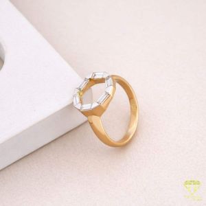 925 Sterling Silver Moissanite Diamond Minimalist Gold Plated Open Circle Ring