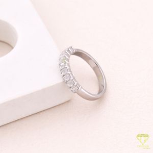 925 Sterling Silver Emerald Cut Moissanite Diamond Elegant Anniversary Band Ring