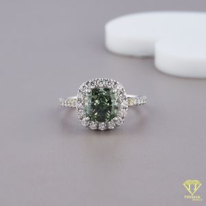 925 Sterling Silver Moissanite Diamond Green Gem Stone Ring