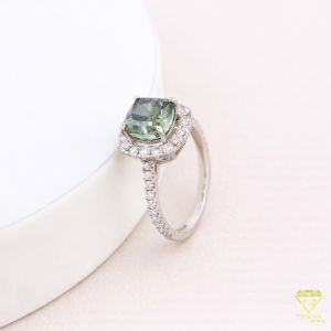 925 Sterling Silver Moissanite Diamond Green Gem Stone Ring