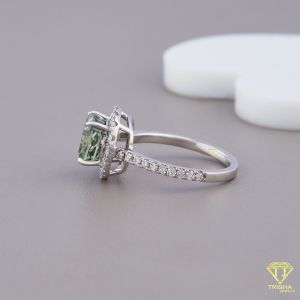 925 Sterling Silver Moissanite Diamond Green Gem Stone Ring