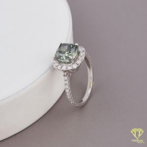925 Sterling Silver Moissanite Diamond Green Gem Stone Ring