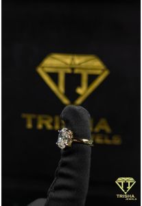 925 Sterling Silver Moissanite Diamond Yellow Gold Plated Oval Cut Engagement Ring