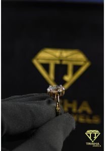 925 Sterling Silver Moissanite Diamond Yellow Gold Plated Oval Cut Engagement Ring