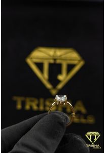 925 Sterling Silver Moissanite Diamond Yellow Gold Plated Oval Cut Engagement Ring