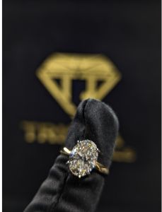 925 Sterling Silver Moissanite Diamond Yellow Gold Plated Oval Cut Engagement Ring