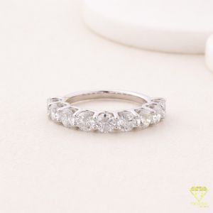 925 Sterling Silver Moissanite Diamond Elegant Stackable Band Round Ring