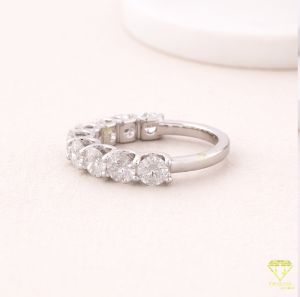 925 Sterling Silver Moissanite Diamond Elegant Stackable Band Round Ring