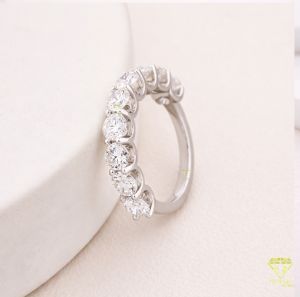 925 Sterling Silver Moissanite Diamond Elegant Stackable Band Round Ring