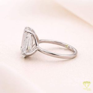 925 Sterling Silver Emerald Pear Cut Moissanite Diamond Open Adjustable Ring