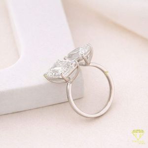 925 Sterling Silver Emerald Pear Cut Moissanite Diamond Open Adjustable Ring