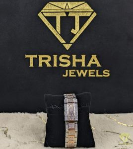Black Arabic Numeral Dial Fully Flooded Two Tone VVS Moissanite Diamond Watch