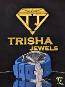 Premium Navy Blue Chronograph Dial Moissanite Diamond Watch