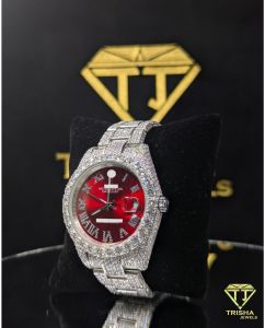 Exclusive Custom Red Fully Iced Out VVS Moissanite Diamond Watch