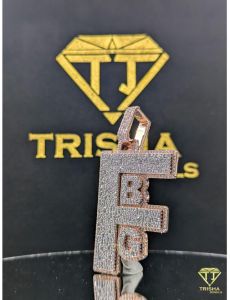 925 Sterling Silver Fbg Alphabet VVS Moissanite Diamond Pendant