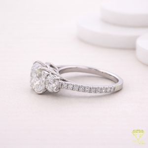 925 Sterling Silver Moissanite Diamond Engagement Ring