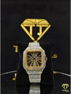 Fully Iced Out Gold Silver Skeleton Dial VVS Moissanite Diamond Luxury Hip Hop Watch