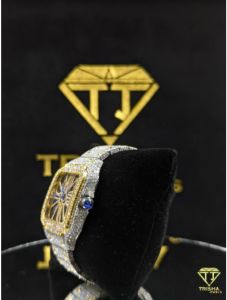 Fully Iced Out Gold Silver Skeleton Dial VVS Moissanite Diamond Luxury Hip Hop Watch
