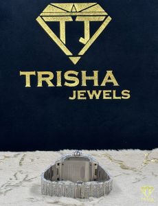 Fully Iced Out Automatic Blue Dial Moissanite Watch